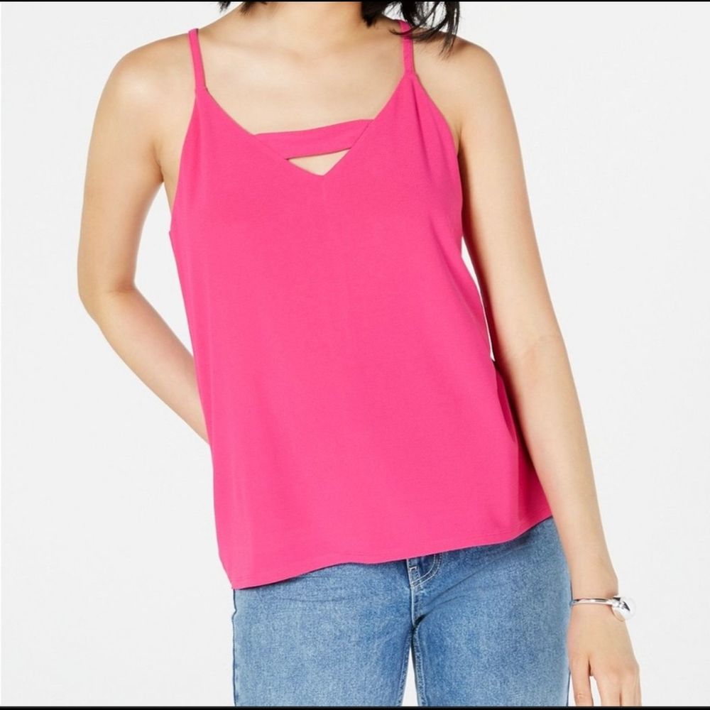 Bar III Pink Zip Back Cutout Tank Top XL - Picture 2 of 10